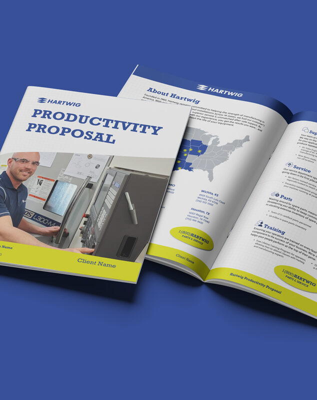 cover of a printed "Productivity Proposal" featuring the Hartwig company logo