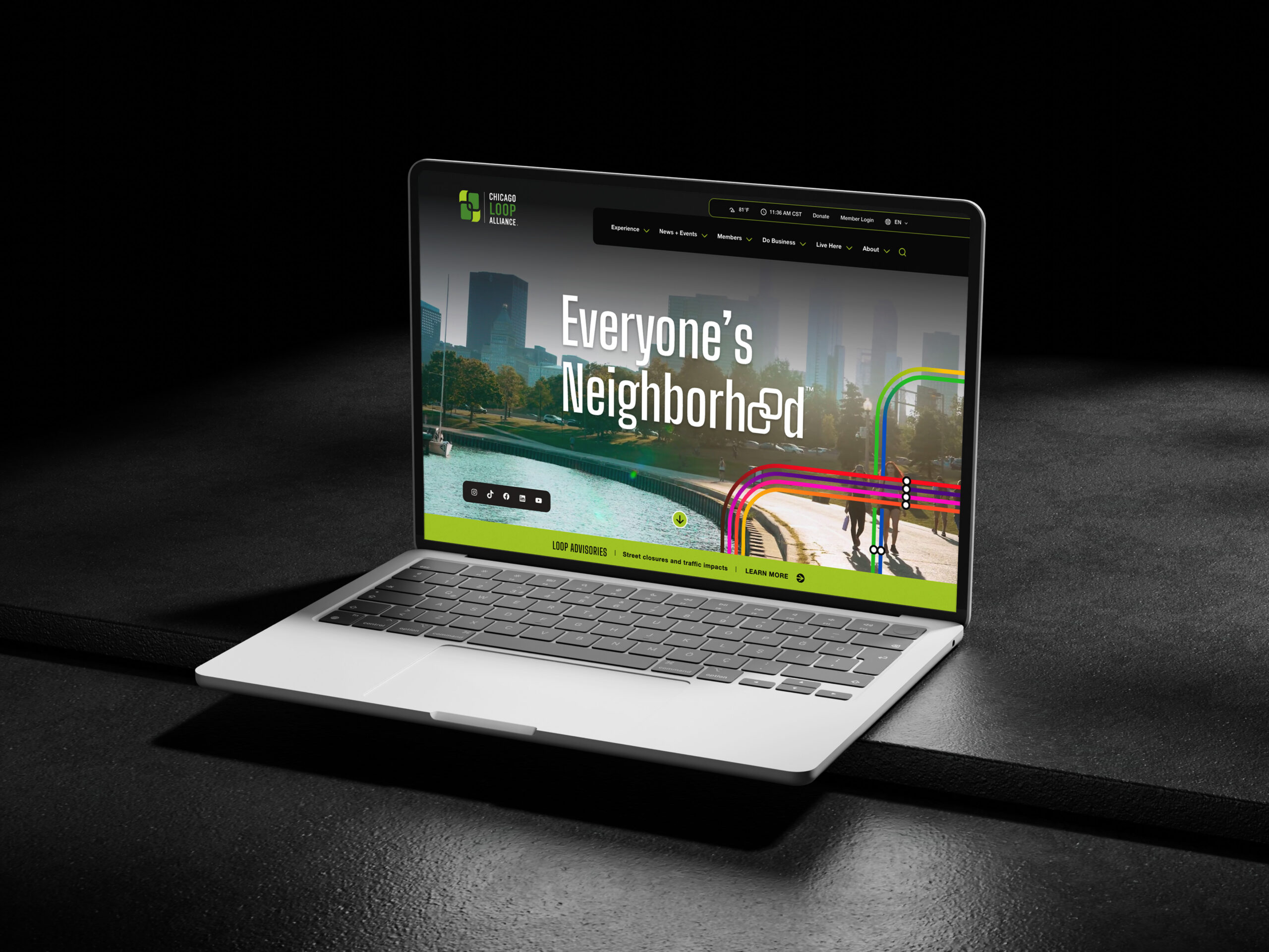 Chicago Loop Alliance website on a laptop